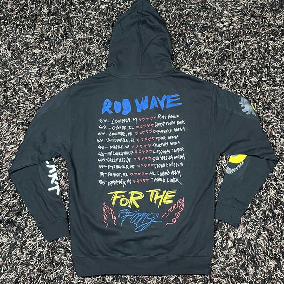 Rod Wave Soul Fly For the Fans Black pullover Hoodie Mens Sz L New - Picture 5 of 7
